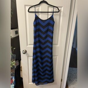 Black & Blue chevon long dress with low back